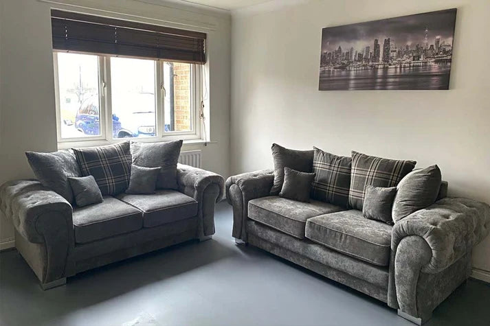 Amaya Scatter Grey Fabric 2 Seater Sofa