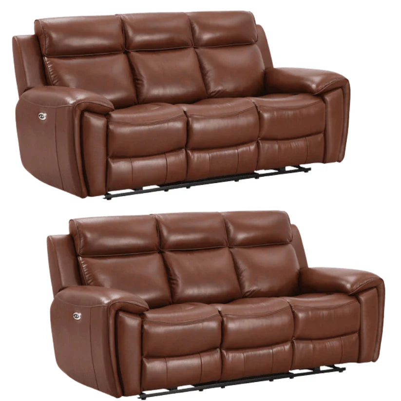 Nevara Genuine Leather Grey Electric Power Recliner 3+3 Seater Sofa Set