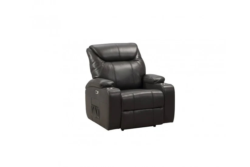 Screenplay Tan Electric Leather Recliner Armchair With Two Cup Holders