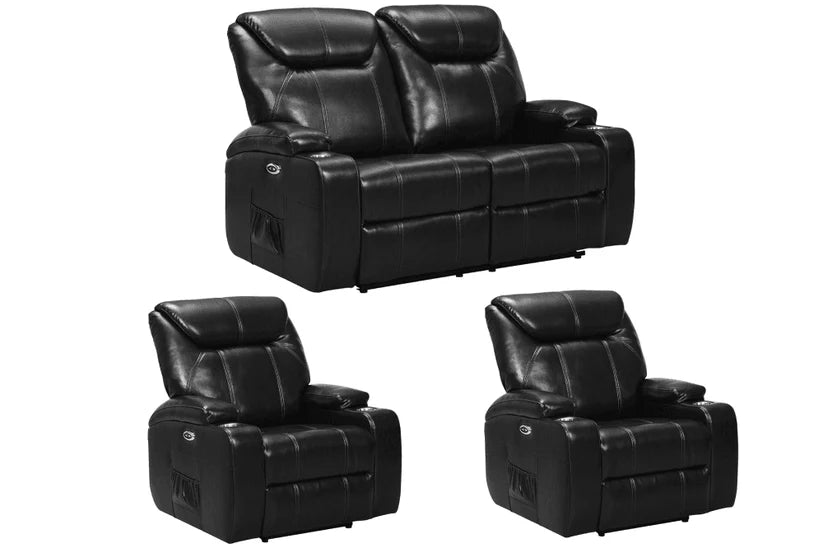 Screenplay Leather Aire Grey Electric Recliner 2+1+1 Seater Sofa Set