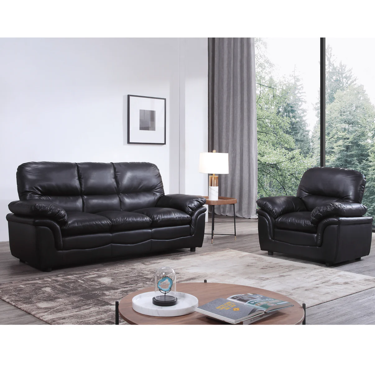 Amaya Brown Leather 3+1 Seater Sofa Set