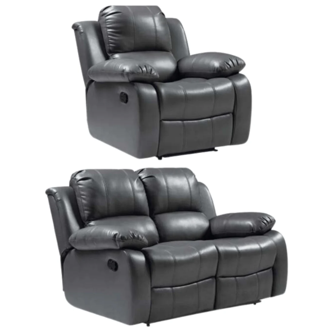 Seville Tan Leather Manual Recliner 2+1 Seater Sofa Set