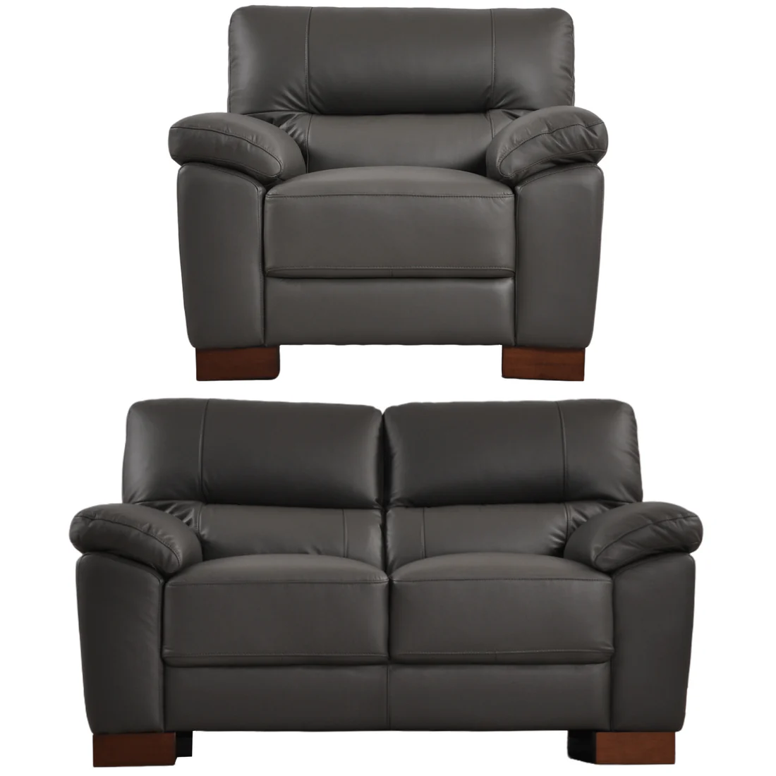 Pavilion Genuine Leather Black 2+1 Seater Sofa Set