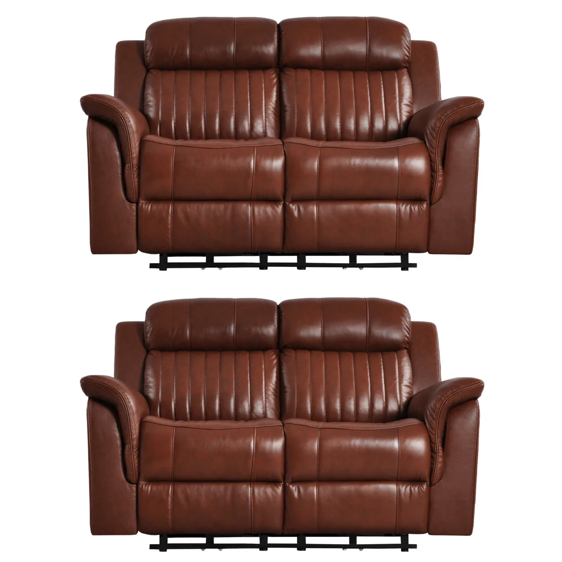 Bravado Genuine Leather Black Electric Power Recliner 2+2 Seater Set