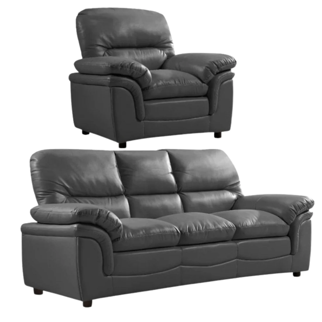 Amaya Black Leather 3+1 Seater Sofa Set