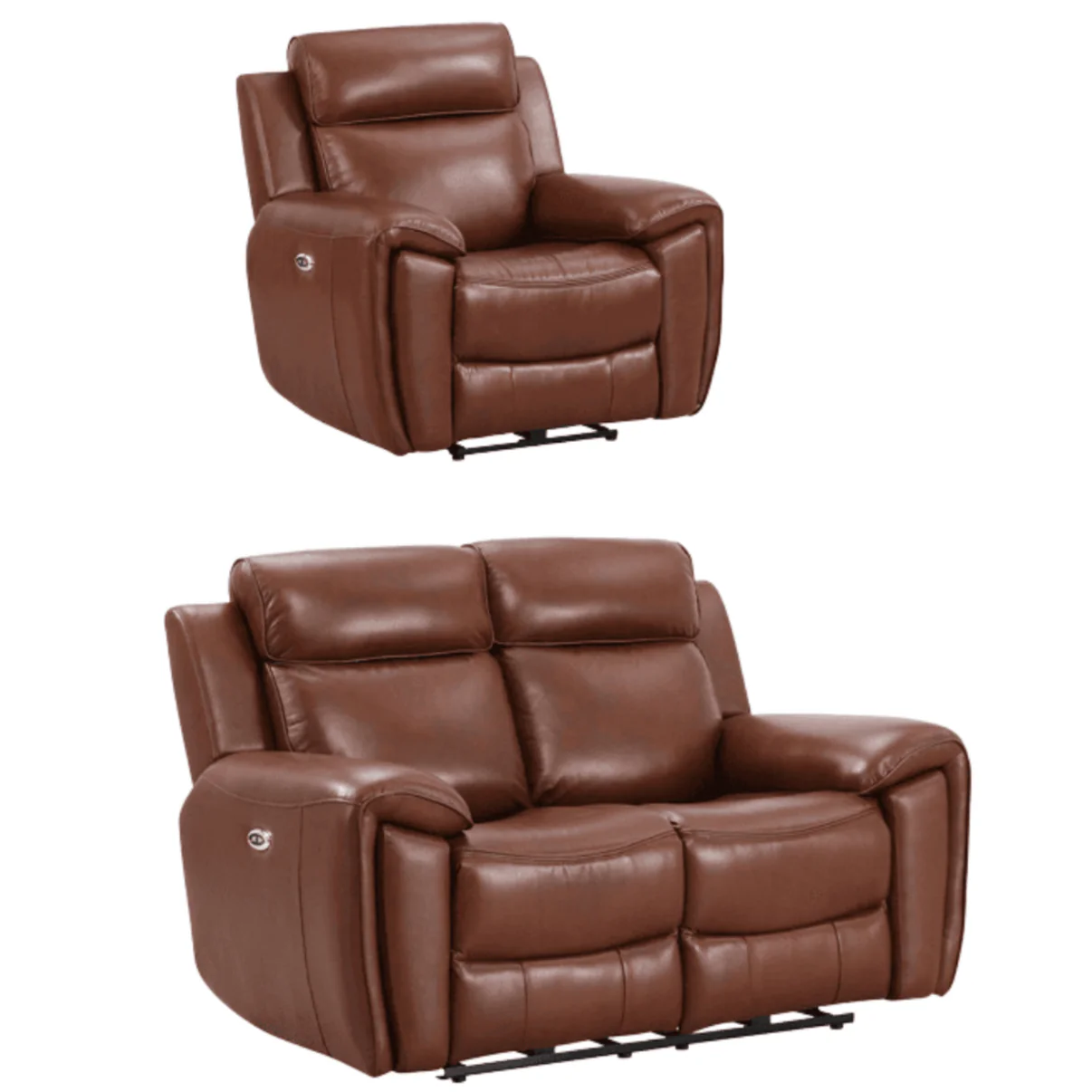 Nevara Genuine Leather Grey Electric Power Recliner 2+1 Seater Sofa Set