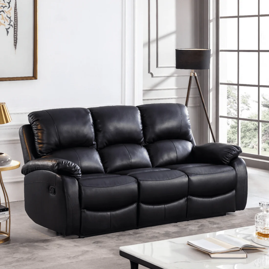 Pittsburgh Brown Leather Manual Recliner 3 Seater Sofa