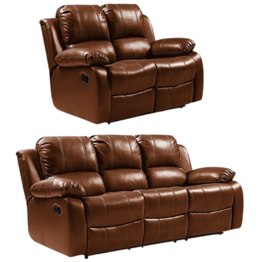 Seville Cream Leather Manual Recliner 3+2 Seater Sofa Set
