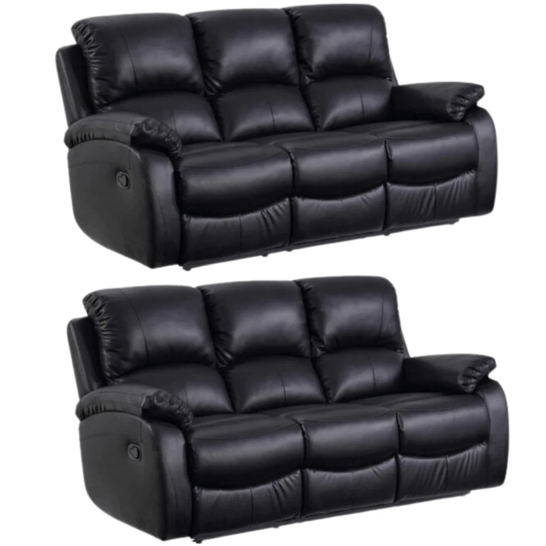 Pittsburgh Brown Leather Manual Recliner 3+3 Seater Sofa Set