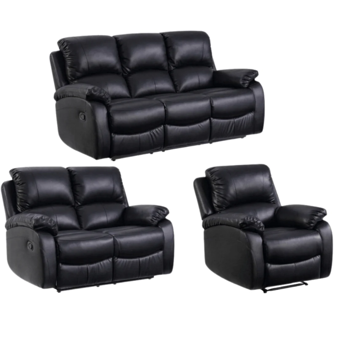 Pittsburgh Brown Leather Manual Recliner 3+2+1 Seater Sofa Set