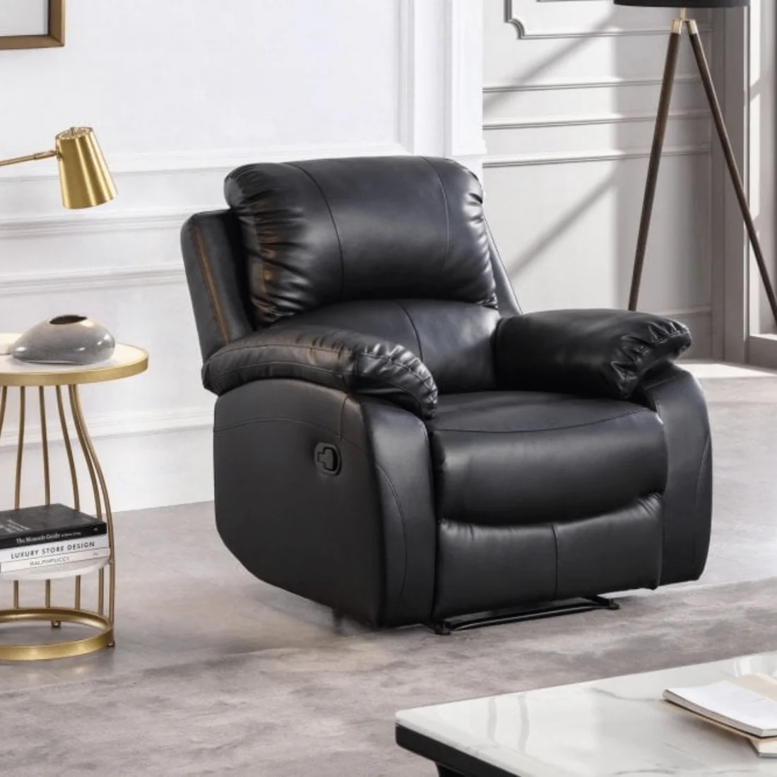 Pittsburgh Brown Leather Manual Recliner Armchair