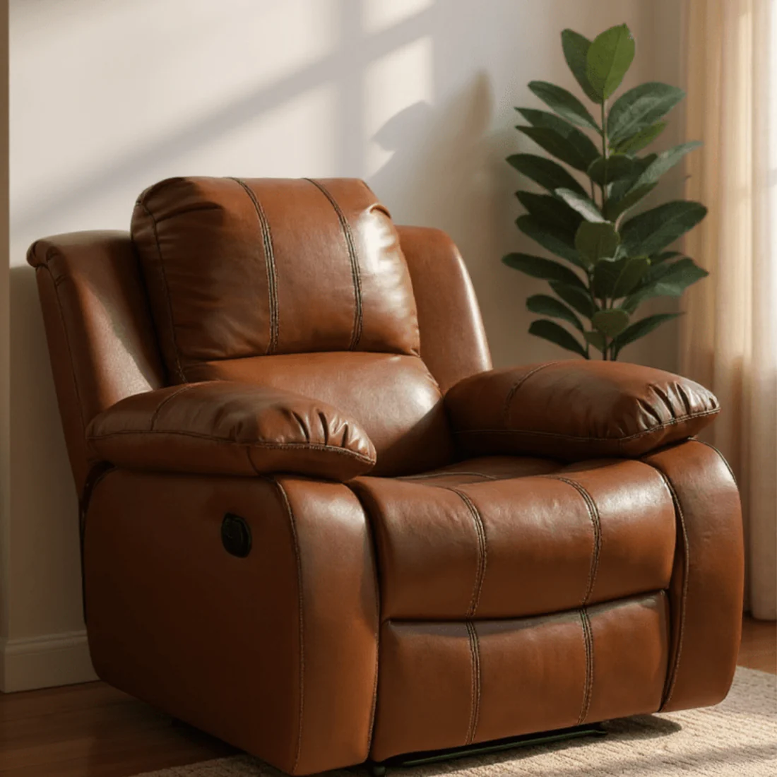 Seville Black Leather Manual Recliner Armchair