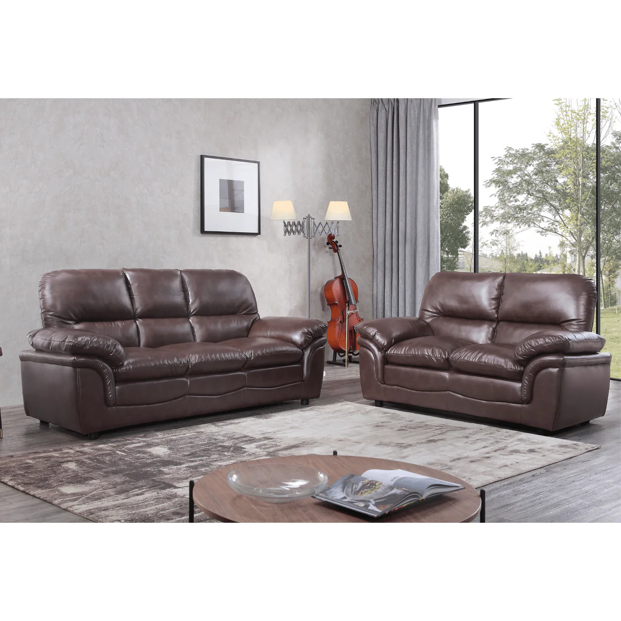 Amaya Cream Leather 3+2 Seater Sofa Set