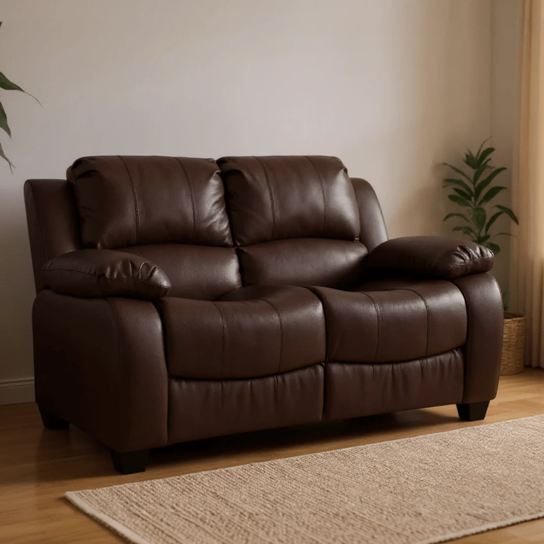 Brooker Brown Leather 2 Seater Sofa