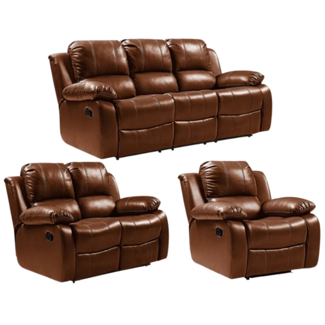Seville Cream Leather Manual Recliner 3+2+1 Seater Sofa Set