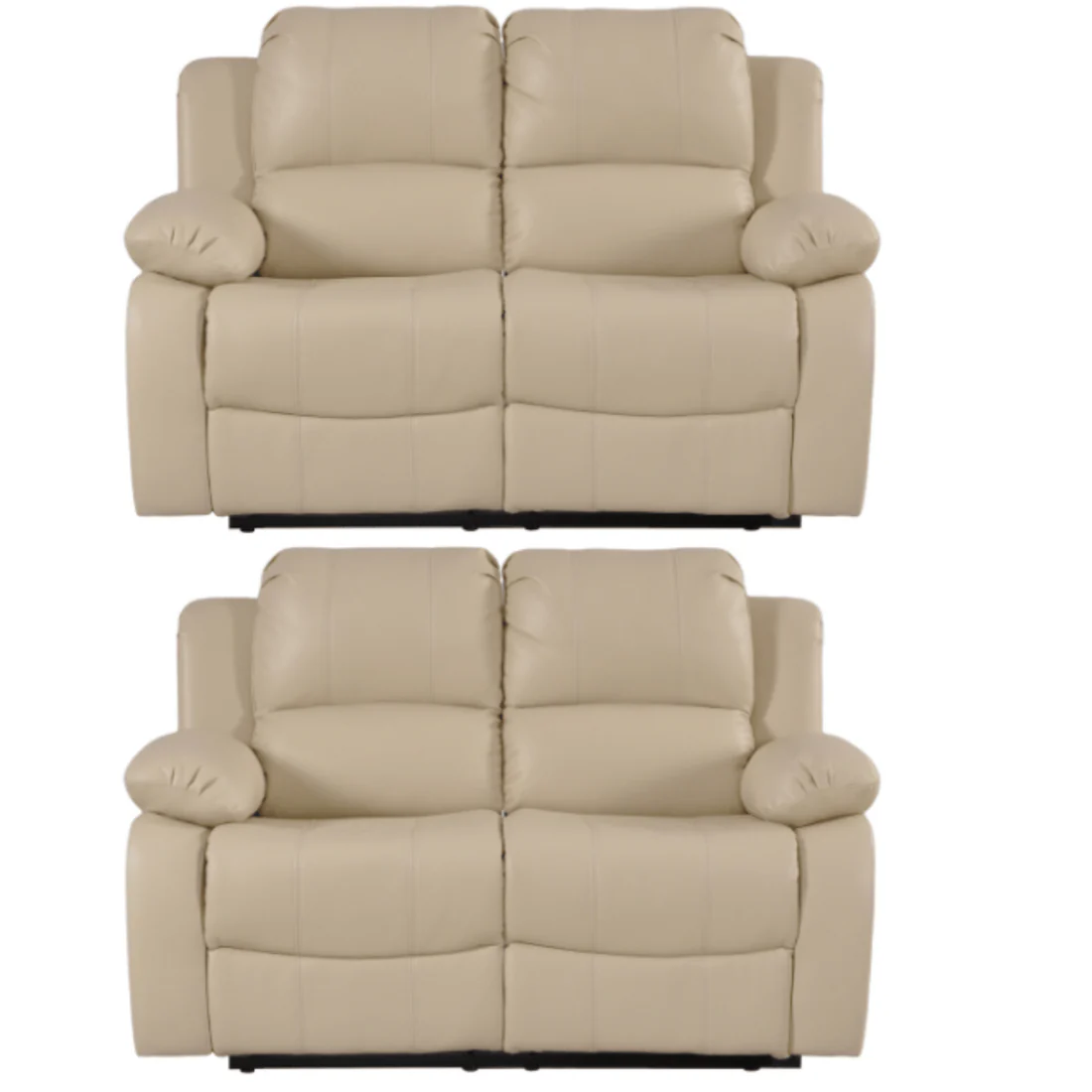 Seville Tan Leather Manual Recliner 2+2 Seater Sofa Set
