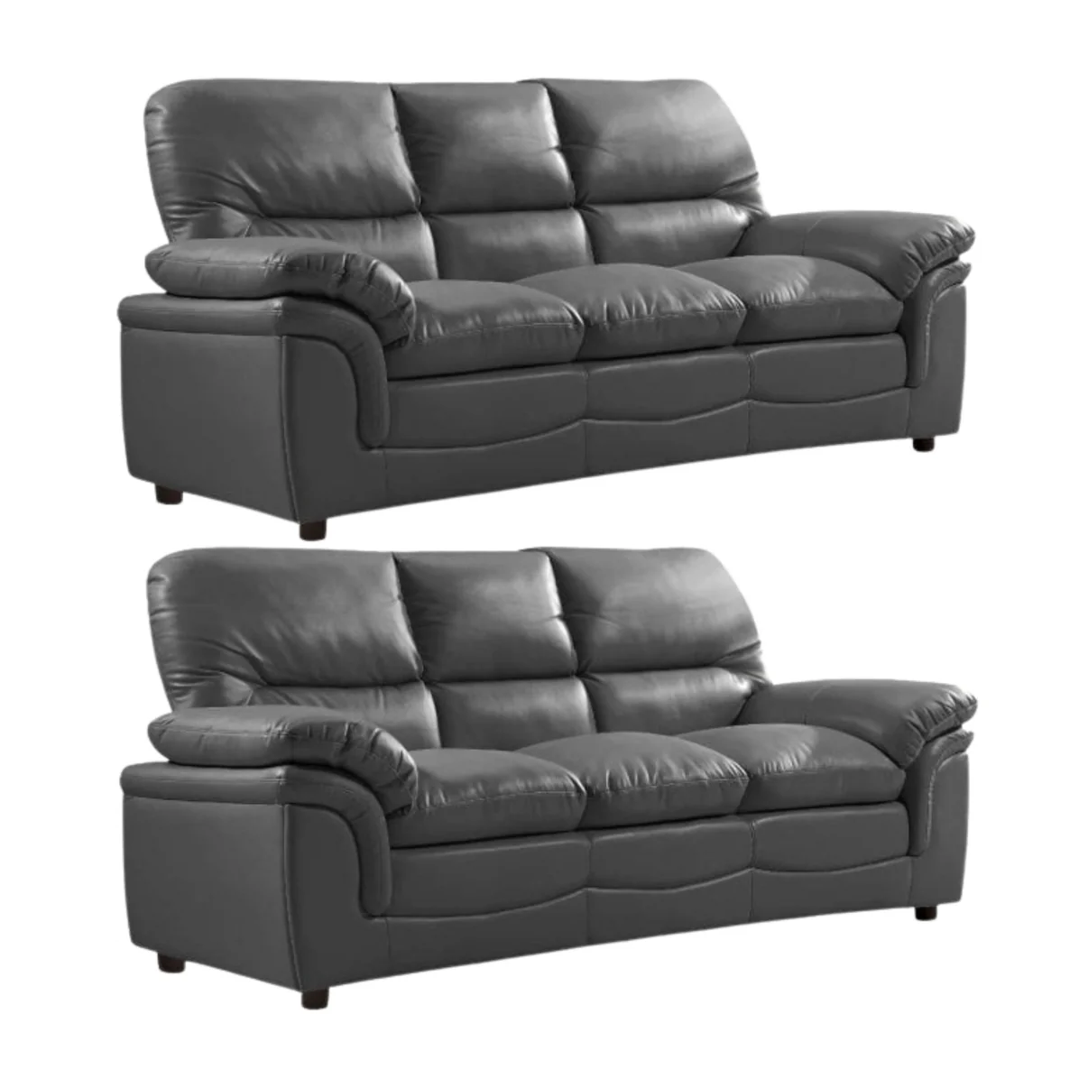 Amaya Black Leather 3+3 Seater Sofa Set