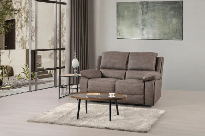 Elm Grey Suede Fabric Electric Recliner 2 Seater Sofa