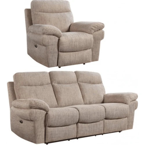 Tamla Grey Fabric Electric Recliner 3+1 Seater Sofa Set