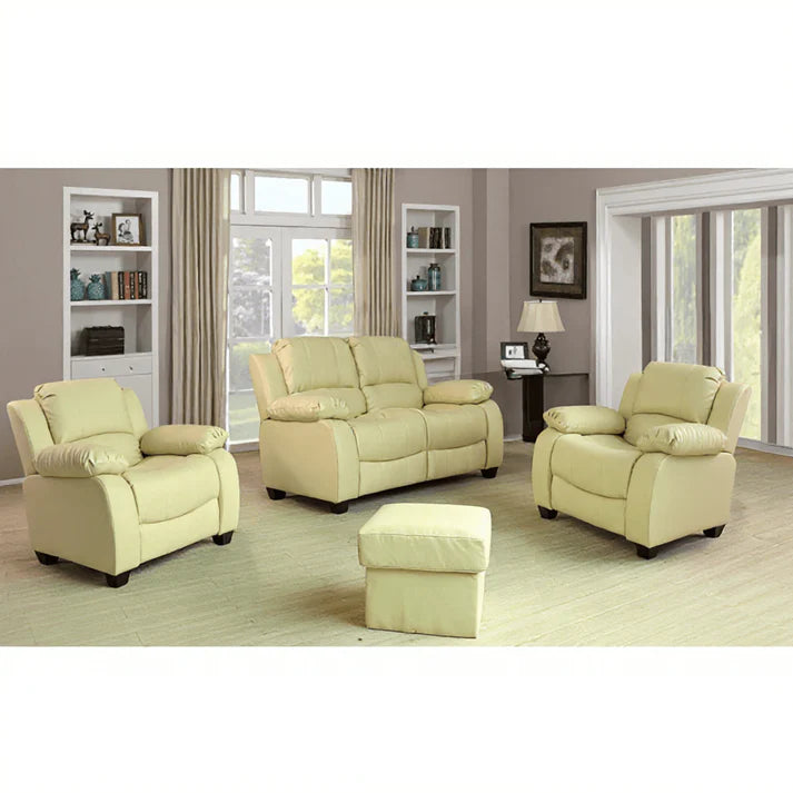 Brooker Black Leather 2+1+1 Seater Sofa Set