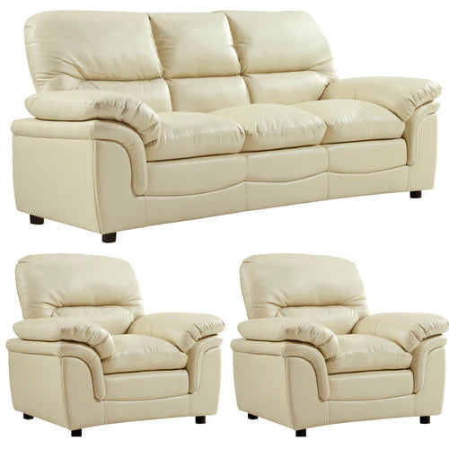 Amaya Brown Leather 3+1+1 Seater Sofa Set