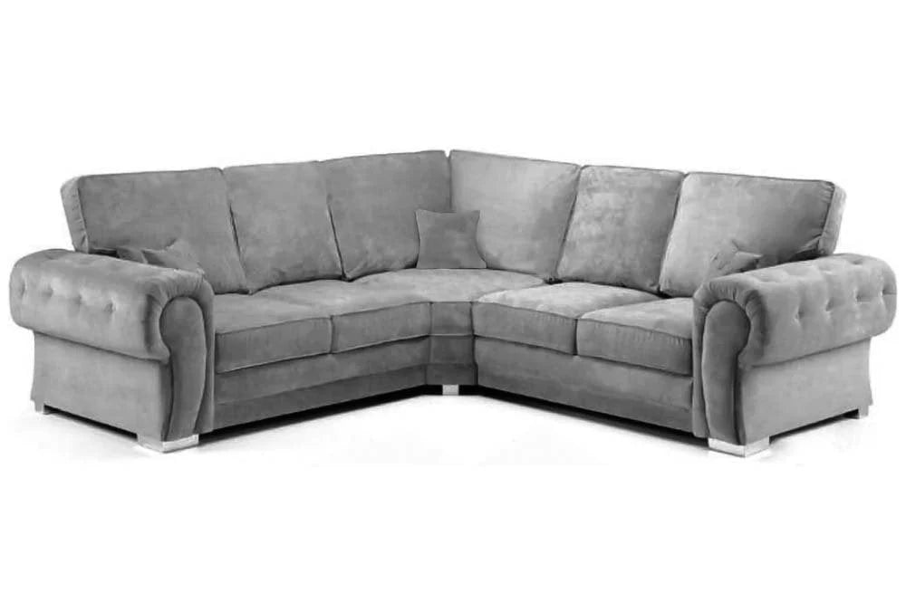 Amaya High Back Grey Fabric Corner Sofa
