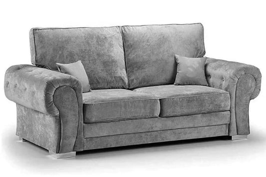 Amaya High Back Grey Fabric 3 Seater Sofa
