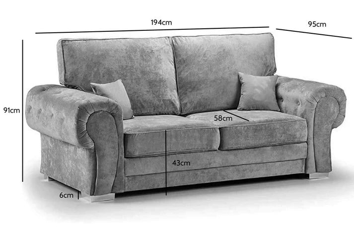 Amaya High Back Grey Fabric 3 Seater Sofa
