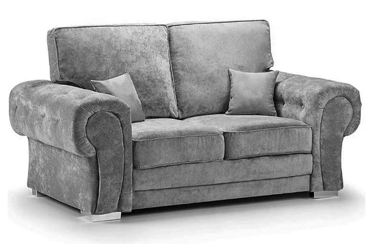 Amaya High Back Grey Fabric 2 Seater Sofa