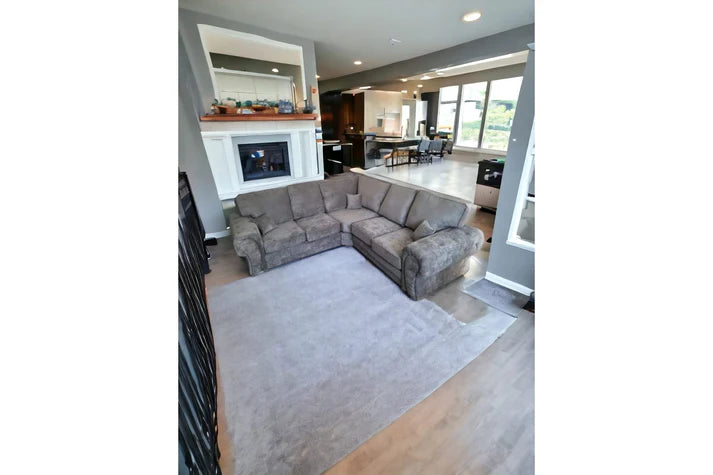 Amaya High Back Grey Fabric Corner Sofa