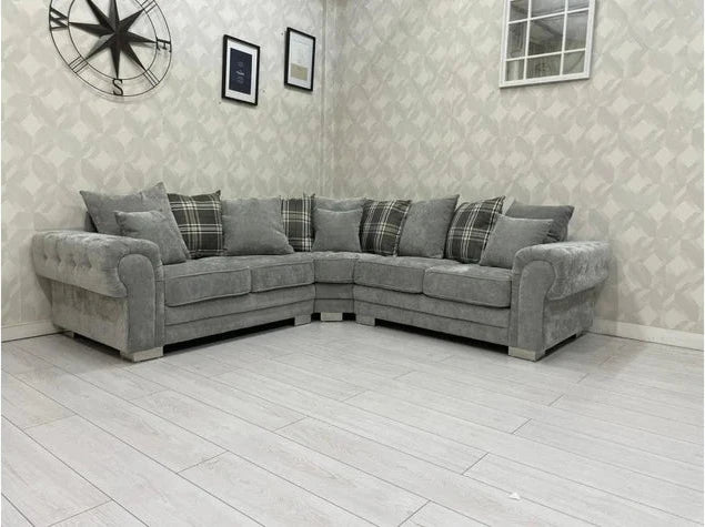 Amaya Scatter Grey Fabric Corner Sofa