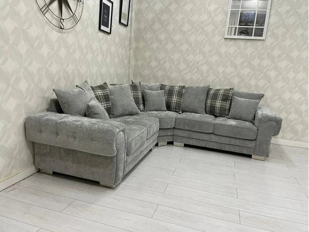 Amaya Scatter Grey Fabric Corner Sofa