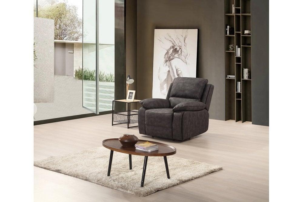 Elm Grey Suede Fabric Electric Recliner 2+1 Seater Sofa Set