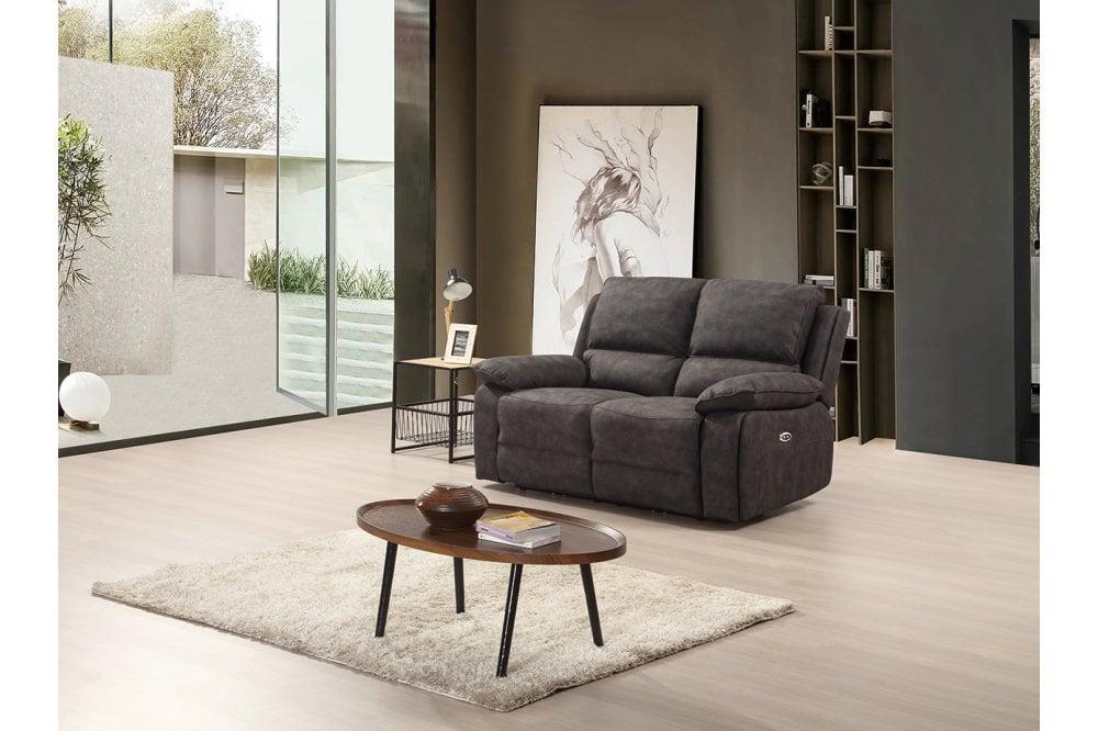 Elm Brown Suede Fabric Electric Recliner 2+2 Seater Sofa Set