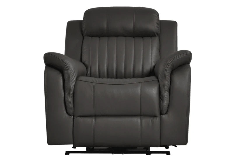 Bravado Genuine Leather Grey Electric Power Recliner Armchair