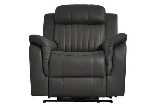 Bravado Genuine Leather Grey Electric Power Recliner Armchair