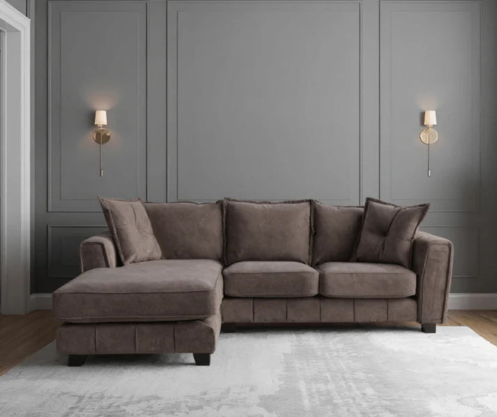 Avanti Left Hand Fabric Corner Chaise - Chocolate