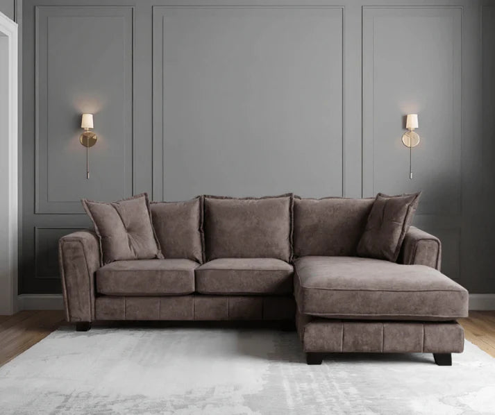 Avanti Right Hand Fabric Corner Chaise - Chocolate