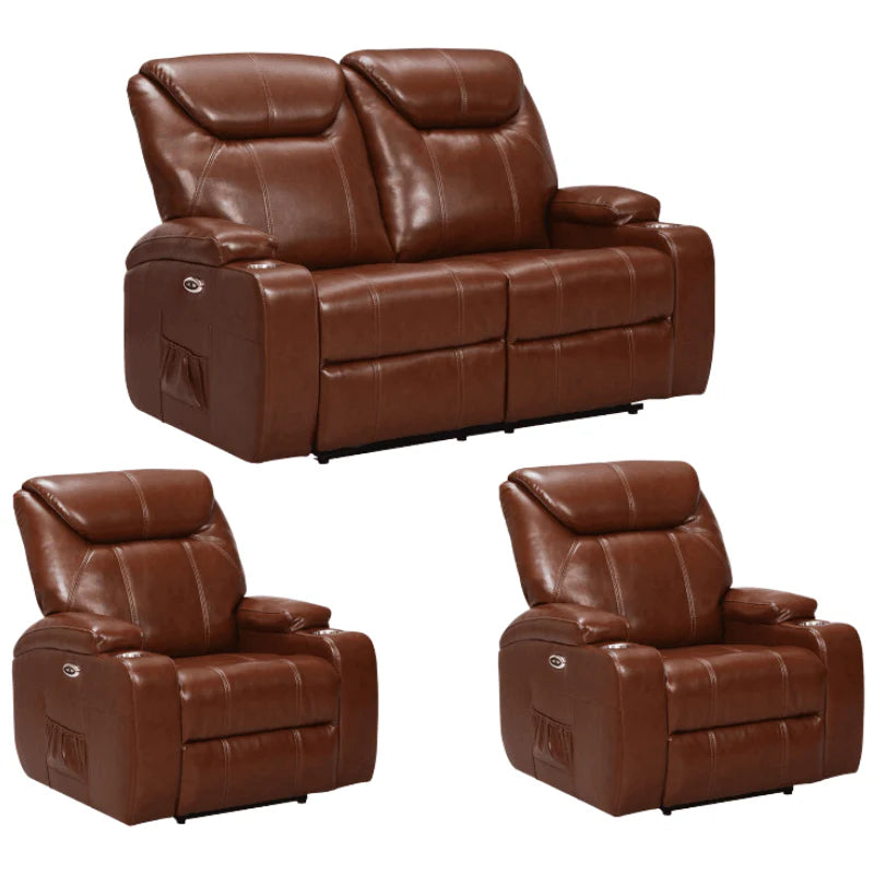 Screenplay Leather Aire Black Electric Recliner 2+1+1 Seater Sofa Set