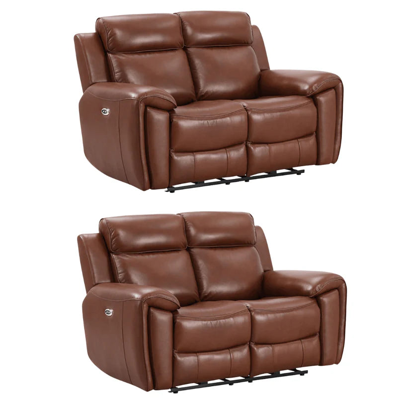 Nevara Genuine Leather Grey Electric Power Recliner 2+2 Seater Sofa Set