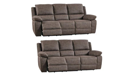 Elm Brown Suede Fabric Electric Recliner 3+3 Seater Sofa Set
