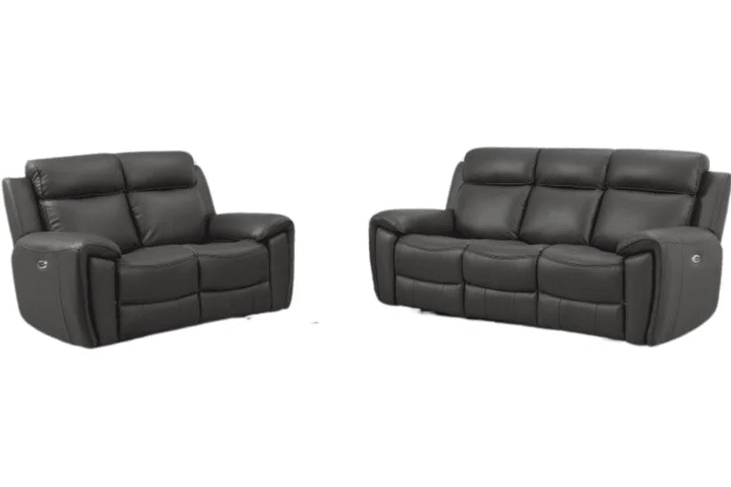 Nevara Genuine Leather Grey Electric Power Recliner 3+2 Seater Sofa Set