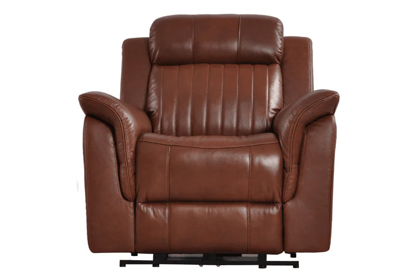 Bravado Genuine Leather Grey Electric Power Recliner Armchair