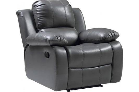 Seville Grey Leather Manual Recliner Armchair