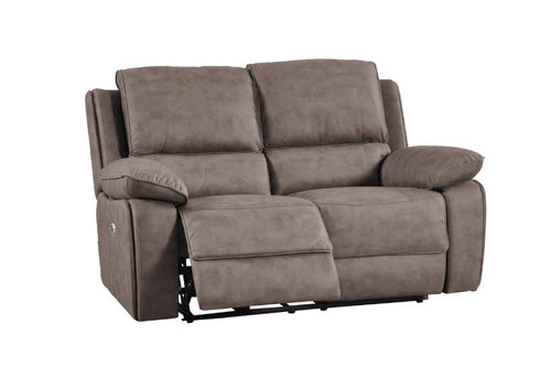 Elm Brown Suede Fabric Electric Recliner 3+2 Seater Sofa Set
