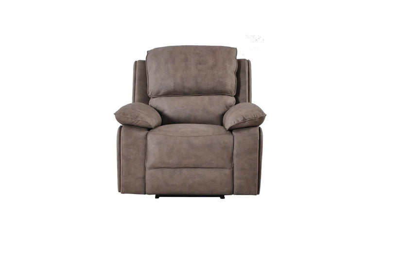 Elm Brown Suede Fabric Electric Recliner 3+2+1 Seater Sofa Set