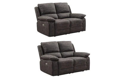 Elm Brown Suede Fabric Electric Recliner 2+2 Seater Sofa Set