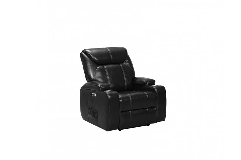 Screenplay Black Electric 2+1 Seater Leather Recliner Sofa Set With Two Cup Holders