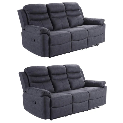 Gilford Grey Fabric Manual Recliner 3+3 Seater