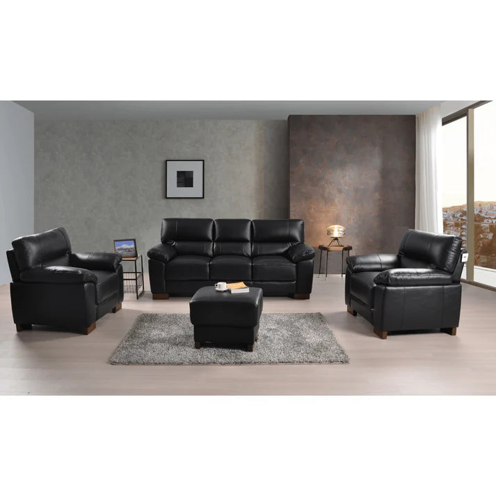 Pavilion Genuine Leather Black 3+1+1 Seater Sofa Set